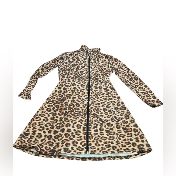 Leopard print zip-up dress size large - Picture 1 of 4
